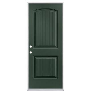 32 in. x 80 in. Cheyenne 2-Panel Right-Hand Inswing Painted Smooth Fiberglass Prehung Front Exter... | The Home Depot