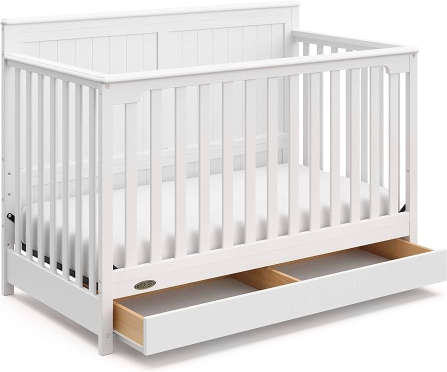 Graco Hadley 5-in-1 Convertible Crib with Drawer (White) – GREENGUARD Gold Certified, Crib with... | Amazon (US)