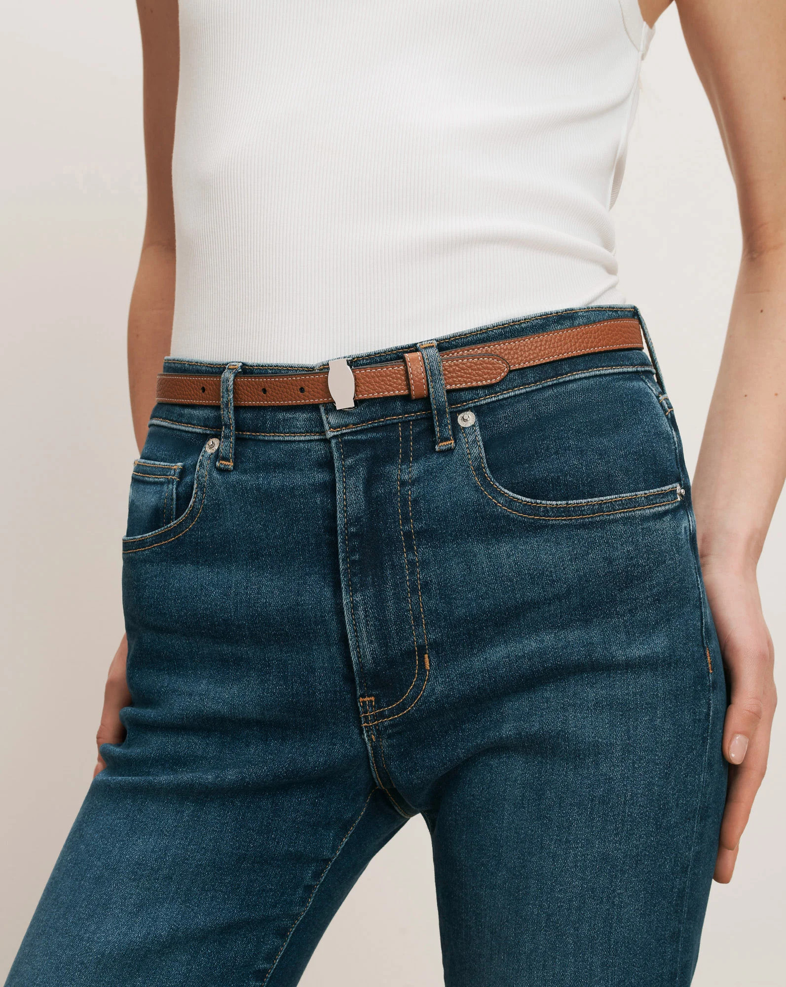 Dash Leather Belt in Hazelwood | Veronica Beard | Veronica Beard UK