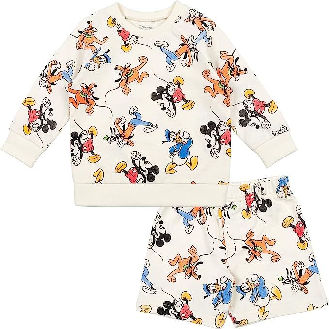 Disney Mickey Mouse Donald Duck Goofy French Terry Sweatshirt and Shorts Newborn to Big Kid | Amazon (US)