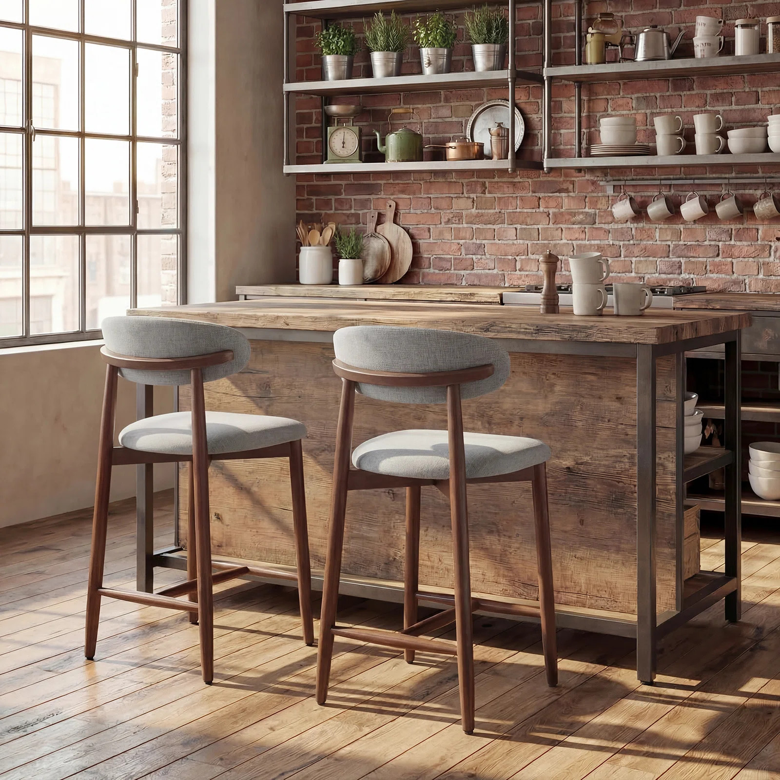 Vannie Upholstered Counter Stool with Solid Wood Frame (Set of 2) | Wayfair North America