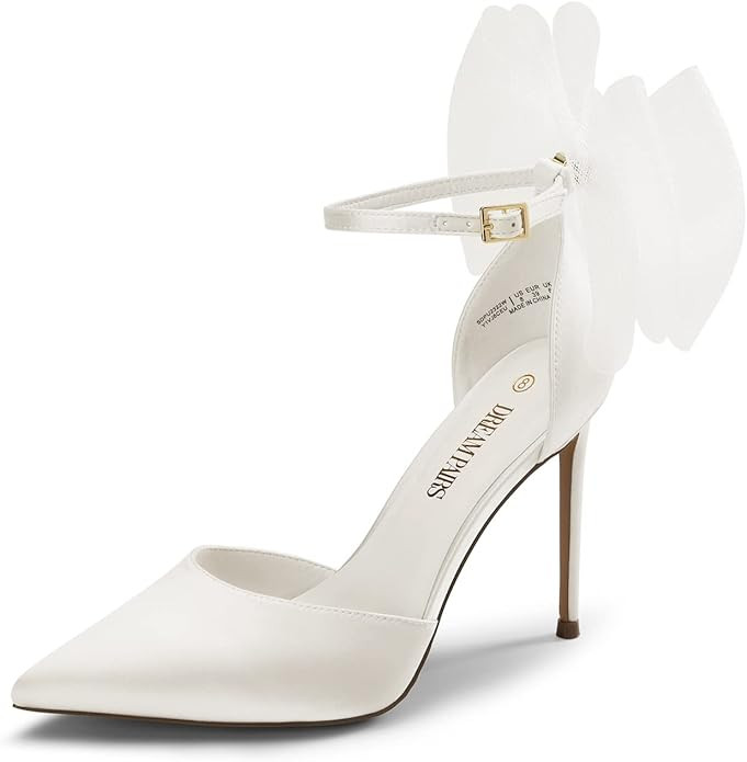 DREAM PAIRS Women's High Heels Strappy Closed Toe Stiletto Pointed Toe Mesh Bows Ankle Strap D'Or... | Amazon (US)