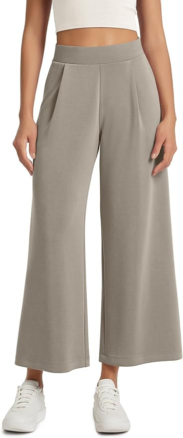 ODODOS Modal Soft Wide Leg Cropped Pants for Women High Waist Casual Relaxed Pants with Pockets-2... | Amazon (US)
