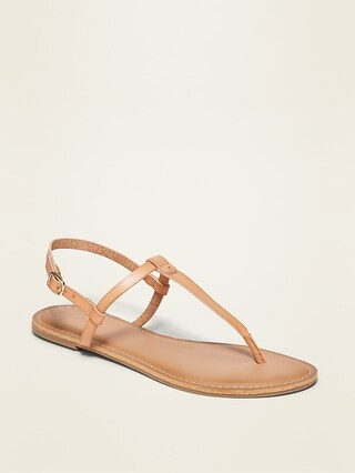 Faux-Leather T-Strap Sandals for Women | Old Navy (US)