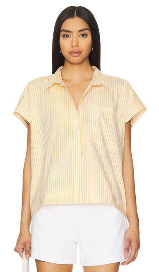 Cara Button Up Top in Marigold Stripe | Revolve Clothing (Global)