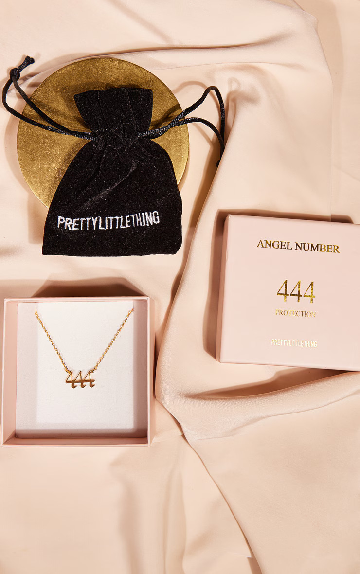 Real Gold Plated 444 Angel Number Necklace | PrettyLittleThing US
