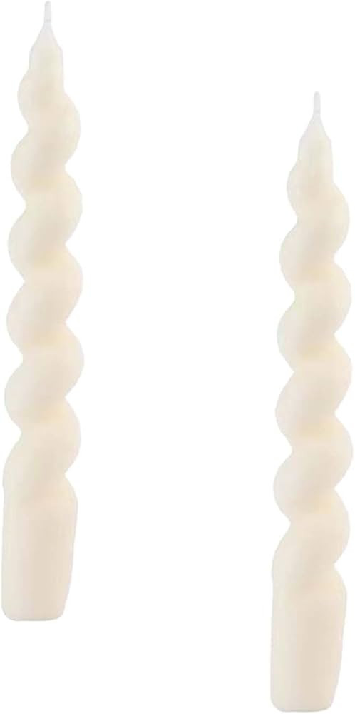 Twisted White Taper Candles H 7.5'' Set of 2 | Home Decor Dripless (White) | Amazon (US)