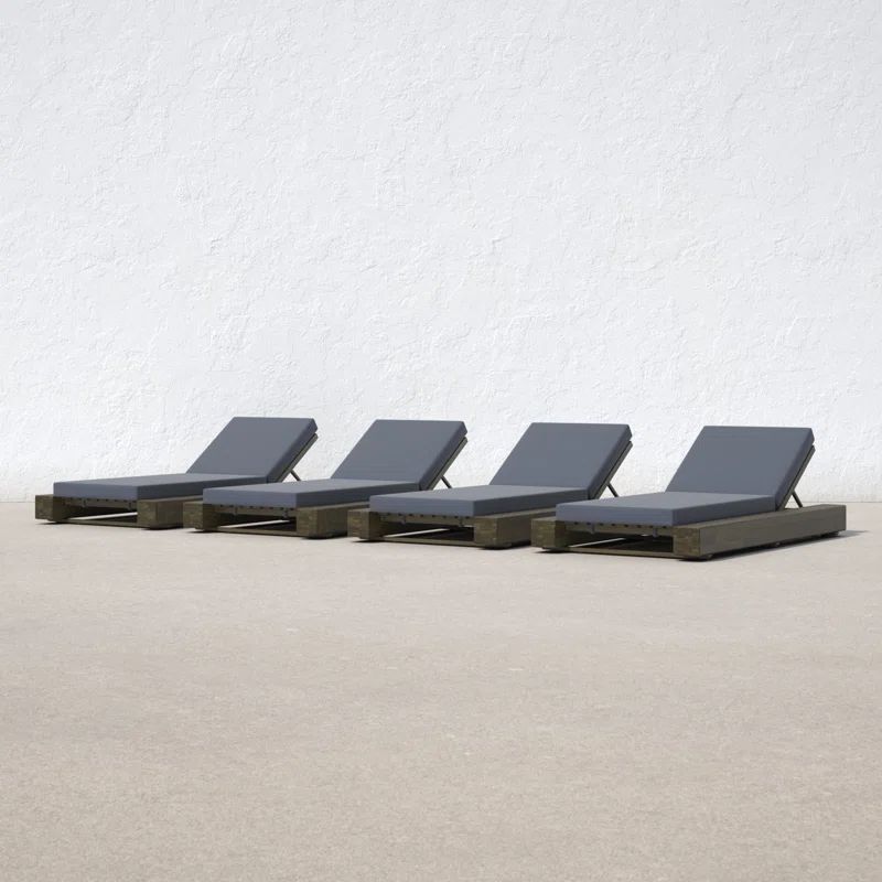 Lyor Outdoor Acacia Chaise Lounge Set (Set of 4) | Wayfair North America