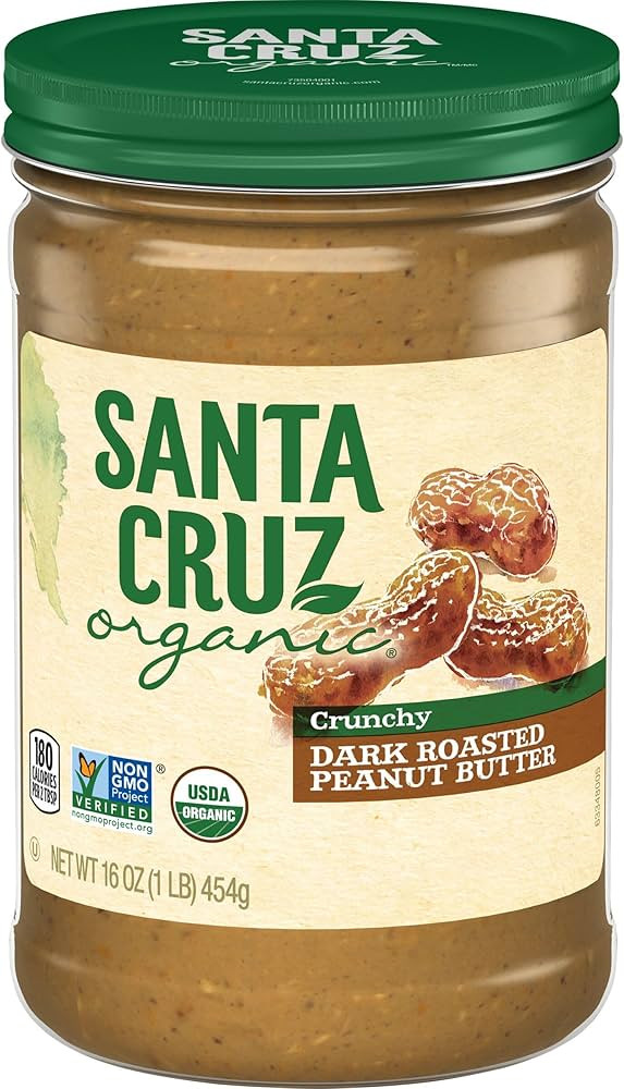 Santa Cruz Organics Crunchy Dark Roasted Peanut Butter, 16 Ounce | Amazon (US)