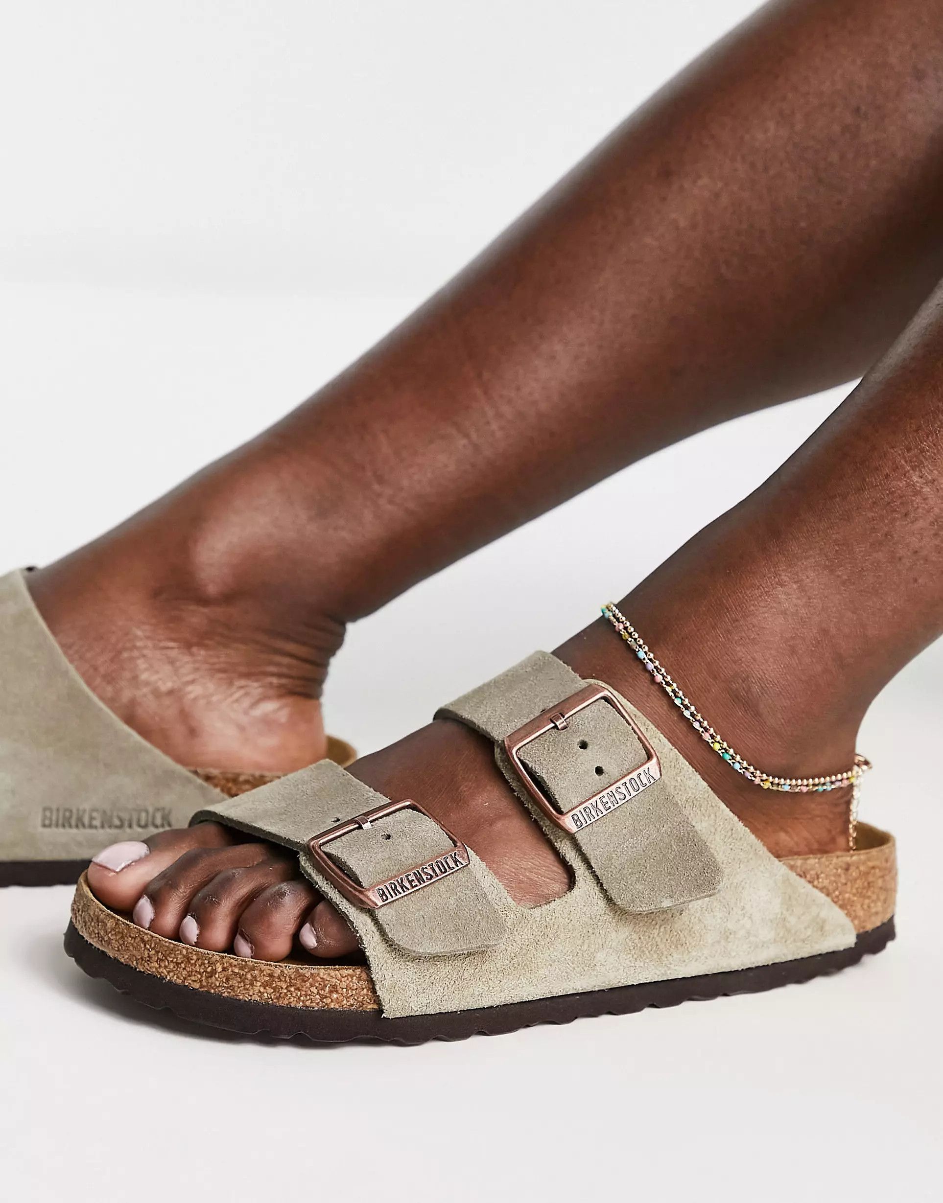 Birkenstock Arizona suede flat sandals in taupe | ASOS (Global)