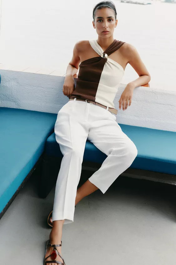 HALTER TOP WITH TRIM DETAIL | Zara UK