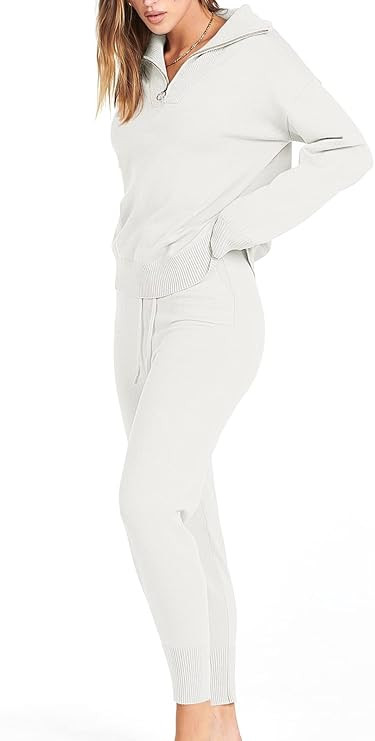 ANRABESS Women's Two Piece Outfits Sweater Sets Long Sleeve Pullover and Drawstring Pants Lounge ... | Amazon (US)