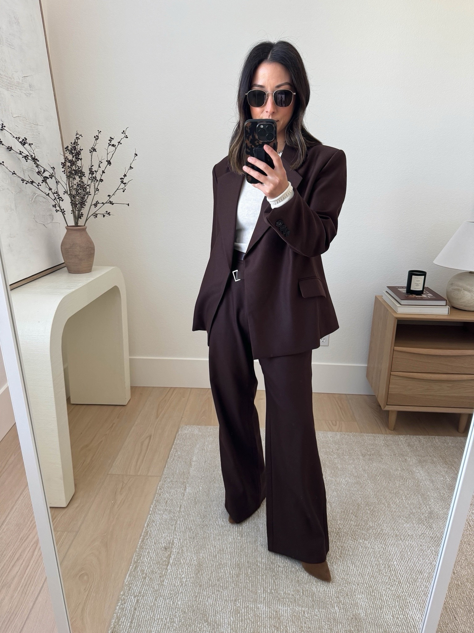 Fabrique chocolate brown suit set. Pants run long even in the petite size. 

Fabrique blazer petite small
Fabrique long sleeve small
Fabrique pants petite Small
Loeffler Randall boots 6
Le Specs sunglasses

Fall outfits, fall fashion, petite style, boots 



#LTKItBag #LTKShoeCrush #LTKSeasonal
