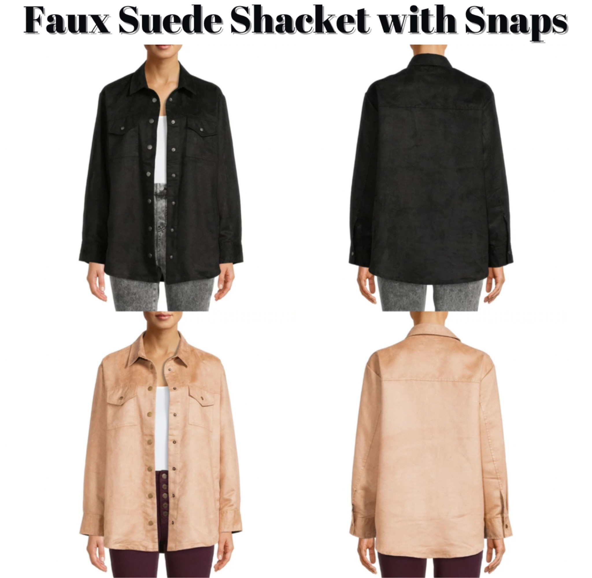 Time and Tru Women's Faux Suede Shacket with Snaps from Walmart. 

#LTKunder50 #LTKunder100 #LTKSeasonal