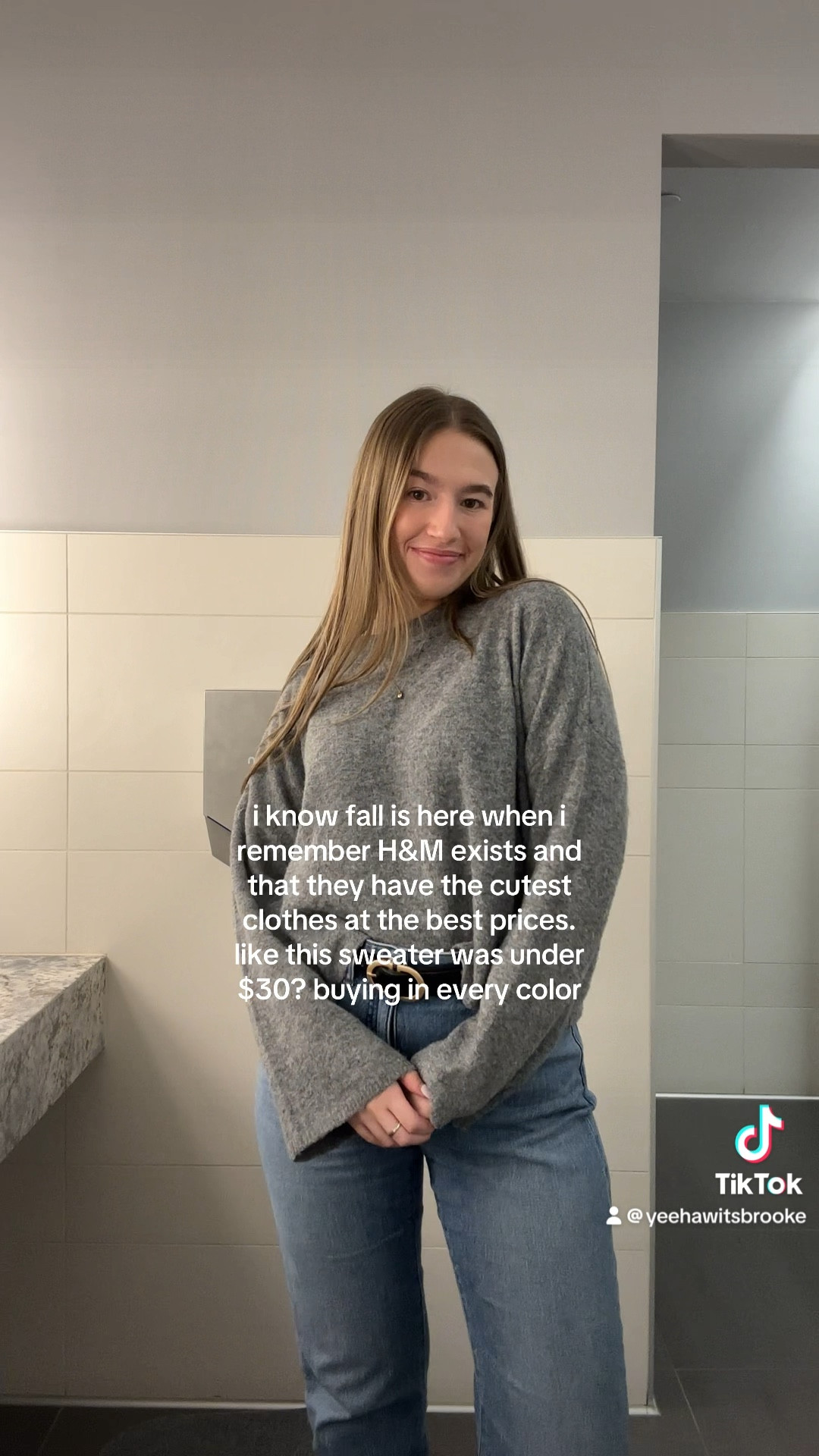 wearing a size small in the sweater and size 26 in the jeans!