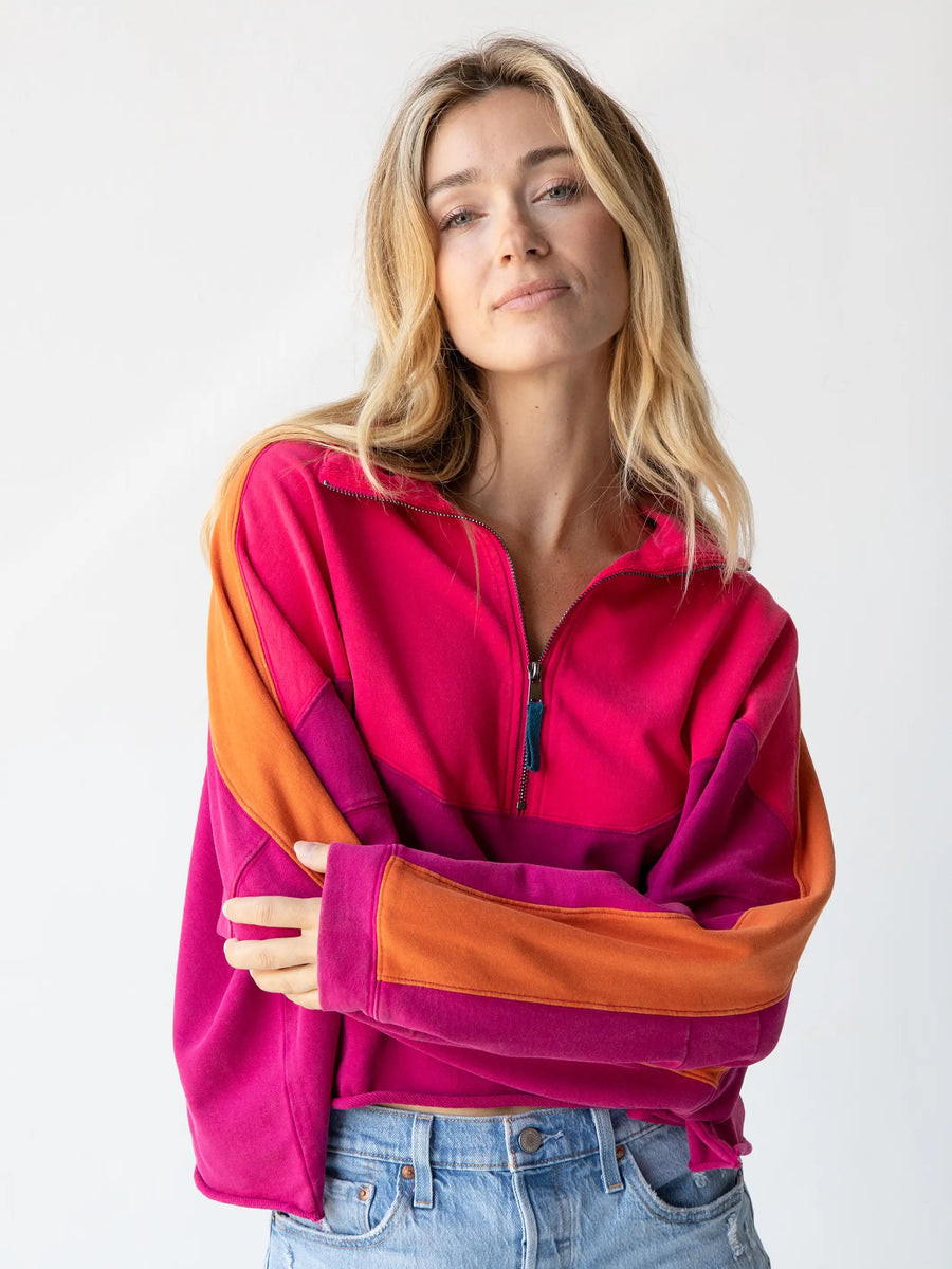 Jess Color Block Sweatshirt - Hot Pink | Natural Life