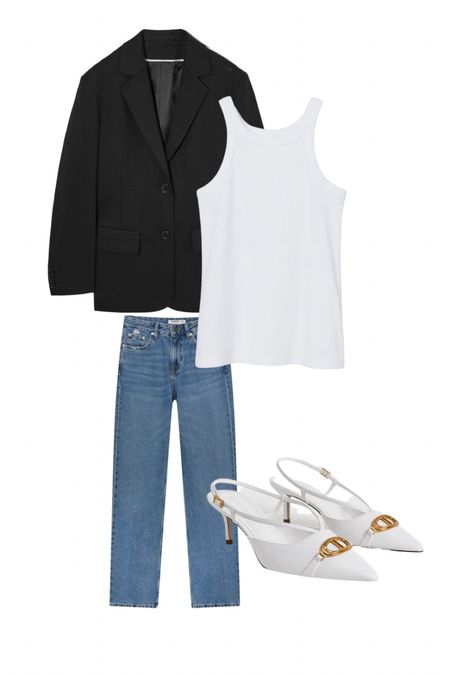 Jeans, casual outfit , white vest, kitten heel mule, black blazer, capsule wardrobe, classy outfit, workwear 

#LTKFind #LTKeurope #LTKaustralia