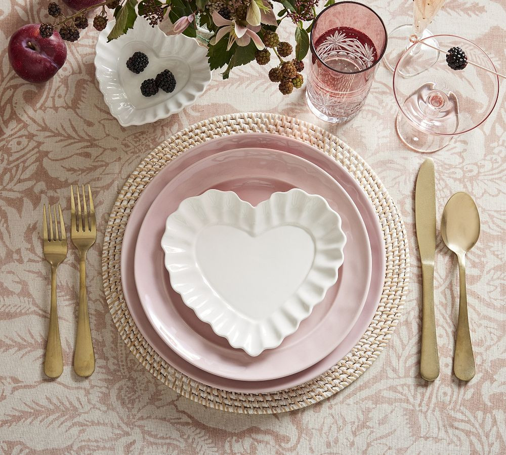 Heirloom Scalloped Heart Stoneware Appetizer Plates - Set of 4 | Pottery Barn (US)
