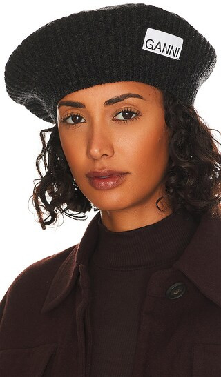 Structured Rib Beret in Black | Revolve Clothing (Global)