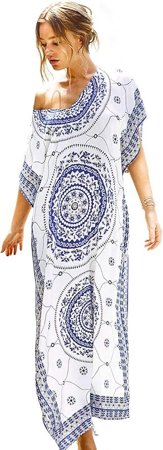 CUPSHE Women's Cover Up Boho Print Bat Sleeve Swimsuit | Amazon (US)