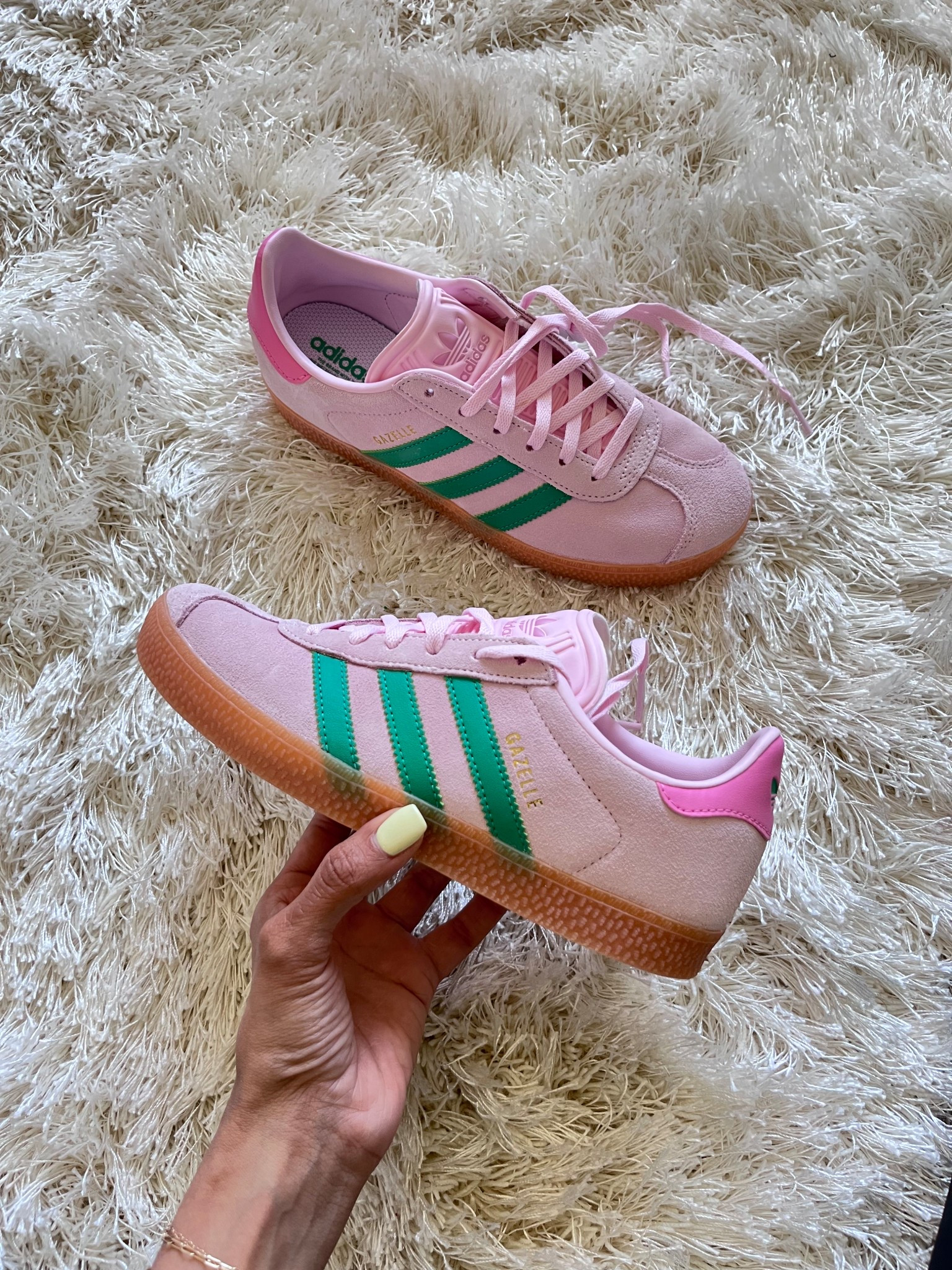 Summer gazelles
Adidas gazelle sneakers
Pink and green sneakers
Pink adidas
Colorful sneakers 

#LTKShoeCrush #LTKFindsUnder100 #LTKKids