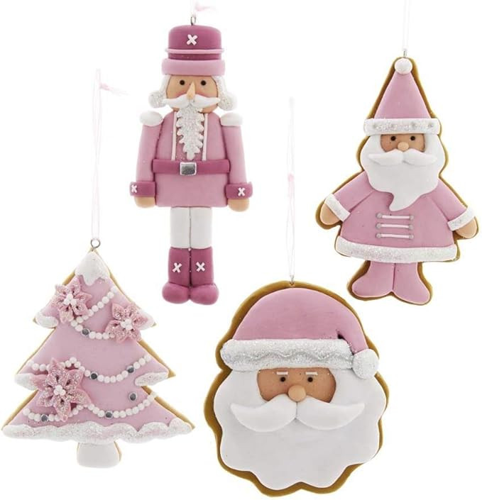 The Bridge Collection Pink Classic Christmas Claydough Ornaments, Set of 4 | Amazon (US)