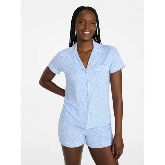 Joyspun Women’s Dreamy Soft Collection Bridal Knit Top and Shorts Pajama Set, 2-Piece, Sizes XS... | Walmart (US)