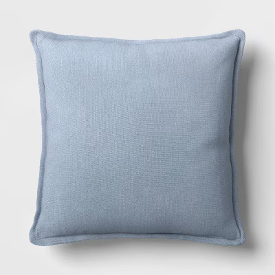 Square Linen Throw Pillow with Flange Light Blue - Threshold™ | Target