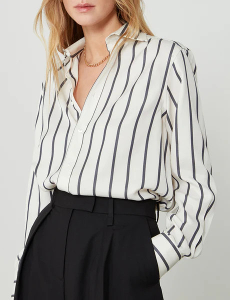 The Boyfriend: Tencel, Charcoal Stripe | With Nothing Underneath