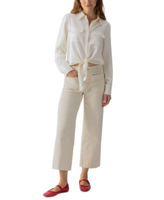 Sanctuary Women's The Marine Mid-Rise Cropped Wide-Leg Jeans - French Vanilla | Macy's