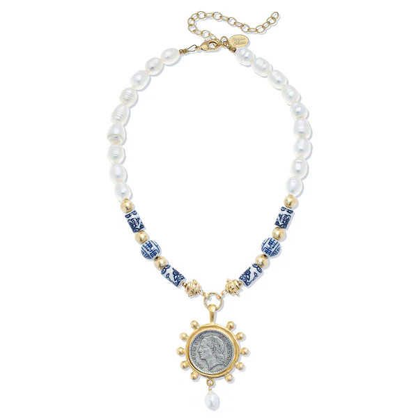 Blue & White French Franc Necklace | Susan Shaw