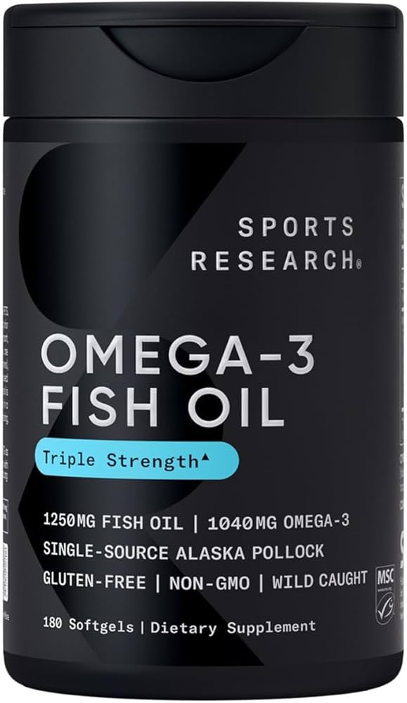 Sports Research Triple Strength Omega 3 Fish Oil - Burpless Fish Oil Supplement w/EPA & DHA Fatty... | Amazon (US)