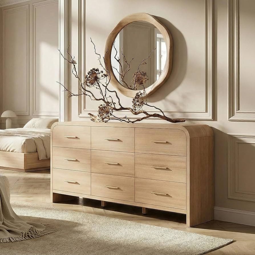 EliteSet Curved 9-Drawer Dresser for Bedroom, 63" Wide Modern Chest of Drawers, Vanity Desk TV St... | Amazon (US)