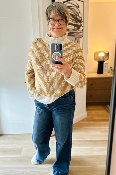 The best pair of jeans ever! They have built in waist stretch called ab tech. I’m In love with this sweater with the design that flatters a midsize waist. @nordstromrack 

#LTKover40 #LTKstyletip #LTKSeasonal