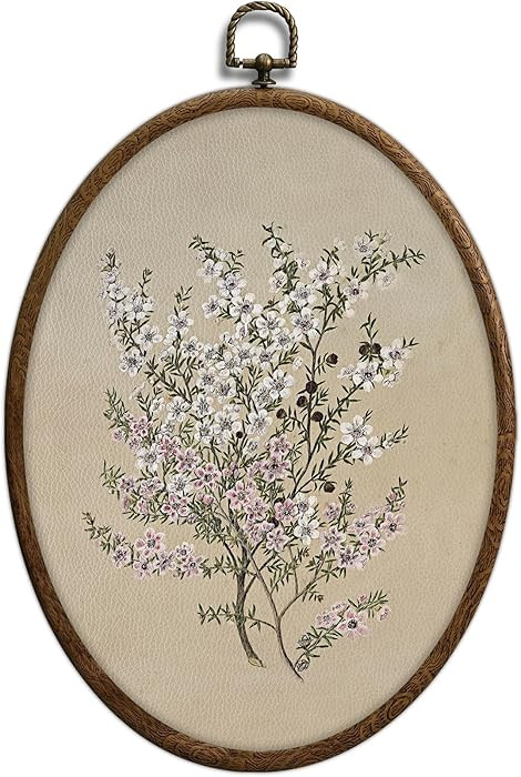 Vintage Floral Oval Wall Art, Boho Mid Century Flower Oval Framed Wall Art, Waterproof Botanical ... | Amazon (US)