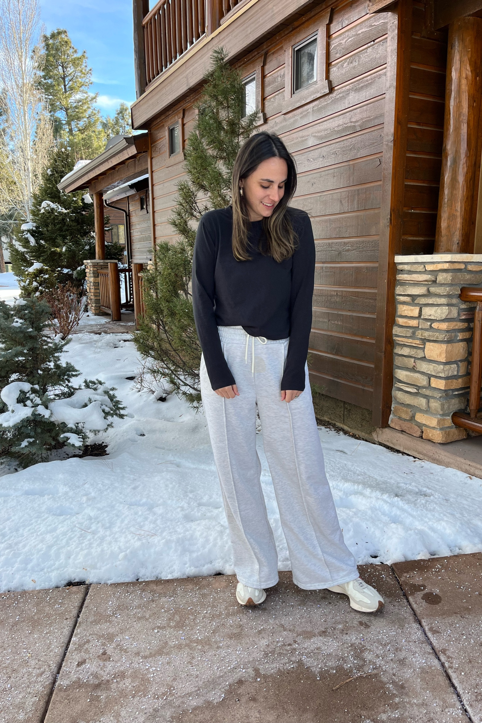 Today’s travel and casual #winteroutfit ! The flared pants and cropped long sleeve shirt and new balance #sneakers are the perfect winter travel outfit! Everything fits TTS and sizes are listed below! 

Top: 6 // Pants: medium // Sneakers: 8

#LTKSeasonal #LTKshoecrush #LTKtravel