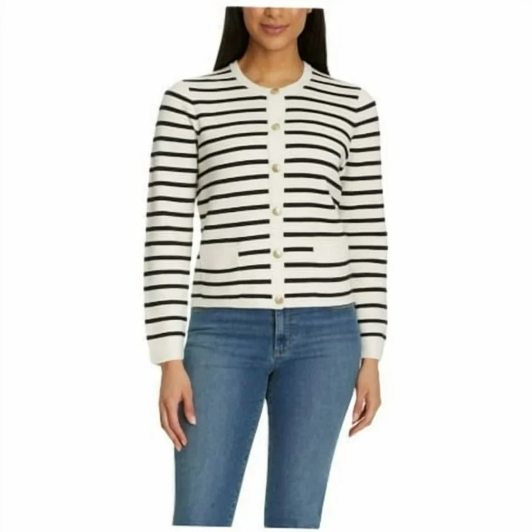 Nine West Women's Spring Cardigan, Black/White Stripe - XL | Walmart (US)