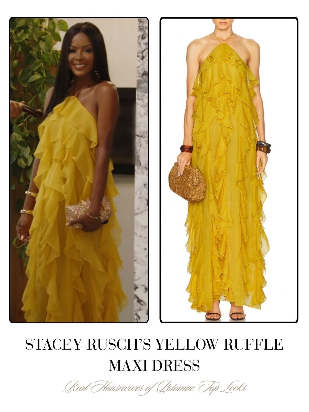 Stacey Rusch’s Yellow Ruffle Maxi Dress
