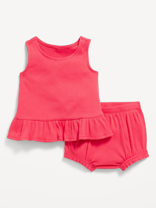 Sleeveless Ribbed Ruffle-Trim Top and Shorts Set for Baby | Old Navy | Old Navy (US)