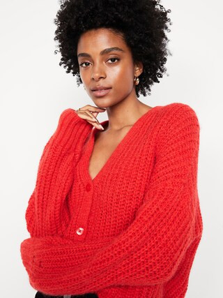 Wool-Blend Shaker-Stitch Cardigan Sweater | Old Navy (US)