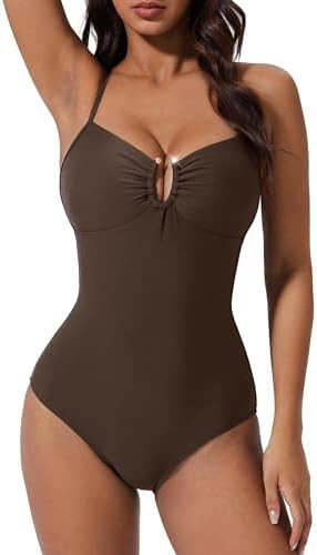 SUUKSESS Women Tummy Control One Piece Swimsuit Slimming Cut Out Bathing Suit | Amazon (US)