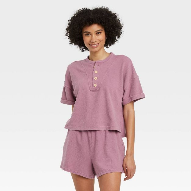 Women's Short Sleeve French Terry Henley Shirt - Universal Thread™ | Target