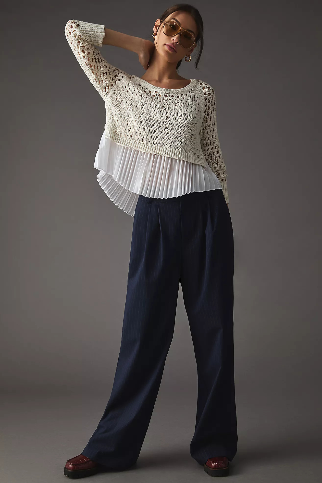 Maeve Layered Pleated Sweater | Anthropologie (US)