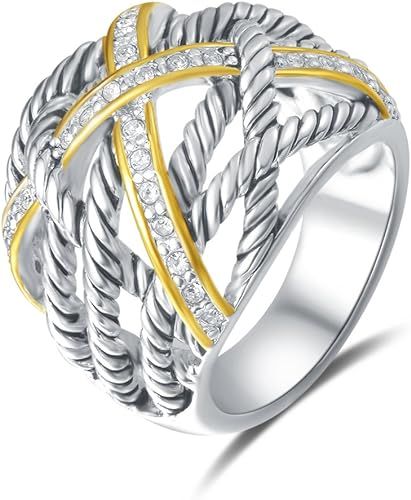 UNY Ring Twisted Cable Wire Weave Designer Fashion Brand David Womens Vintage Valentine Love Gift... | Amazon (US)