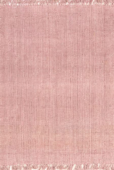 Baby Pink Chunky Jute Tasseled 5' x 8' Area Rug | Rugs USA