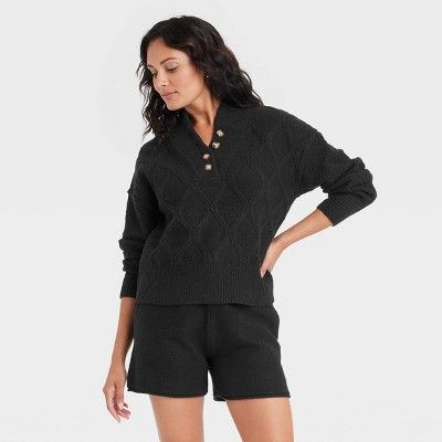 Women's Henley Neck Button-Front Pullover Sweater - Universal Thread™ | Target