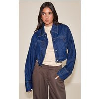 Indigo Concealed Placket Denim Jacket | PrettyLittleThing US