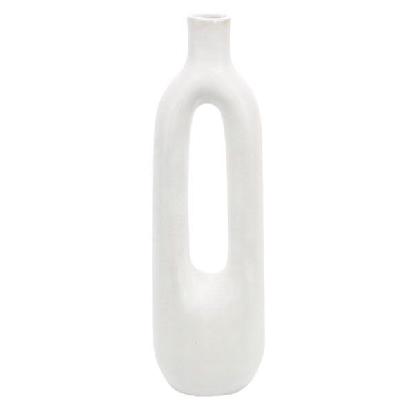 Tracey Boyd White Ceramic Open Vase, 13.5" | At Home