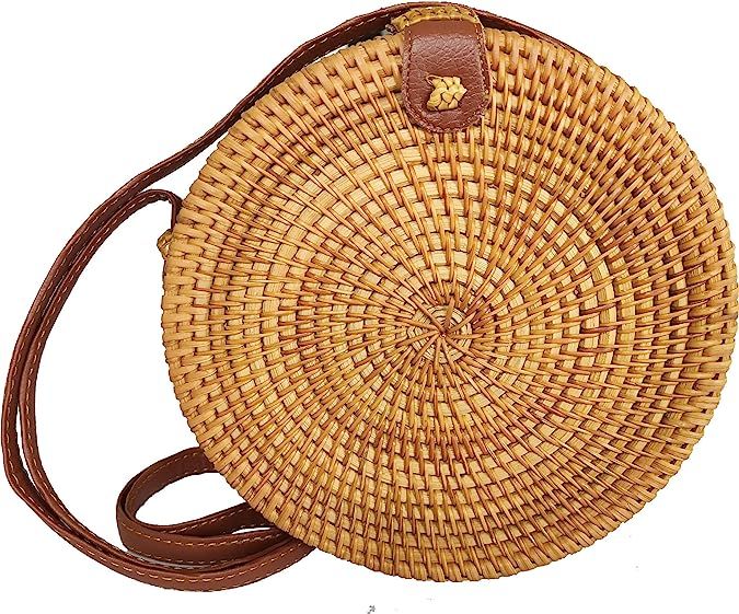 Straw Rattan Crossbody Bag for Women | Bali Ata Woven Wicker Purse for Summer Beach | Amazon (US)