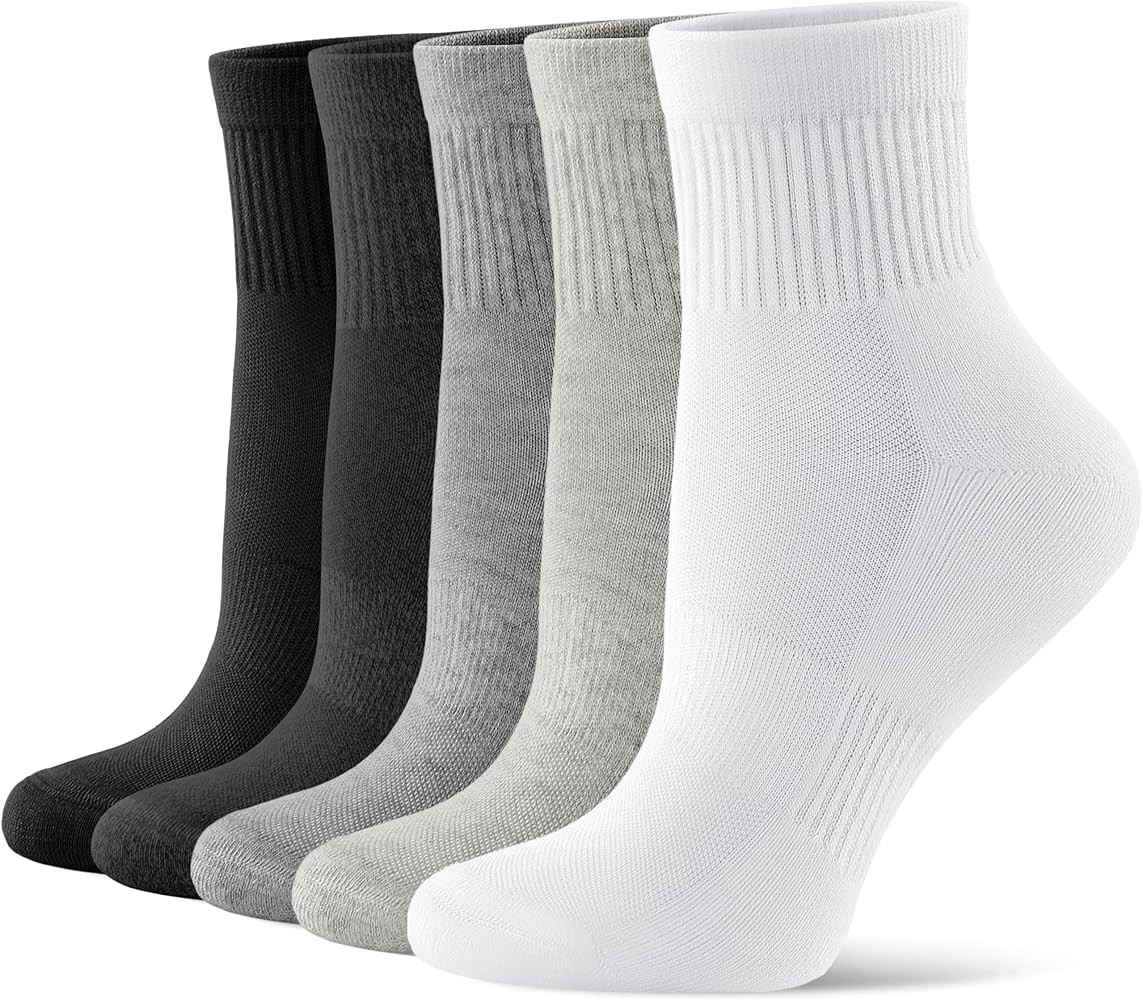 CS CELERSPORT 5 Pairs Mini Crew Ankle Socks Cushioned Running Casual Socks for Women and Men | Amazon (US)
